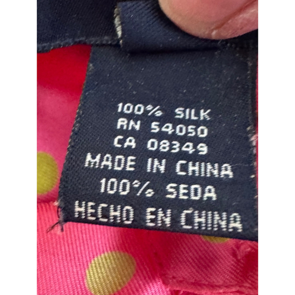 Jones New York Button Down silk Shirt petite Size M Pink Green Polka Dot - Picture 8 of 10